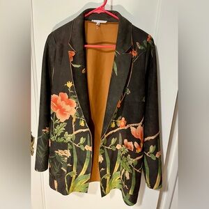 Tempo Paris Black Blazer with Coral Floral Print